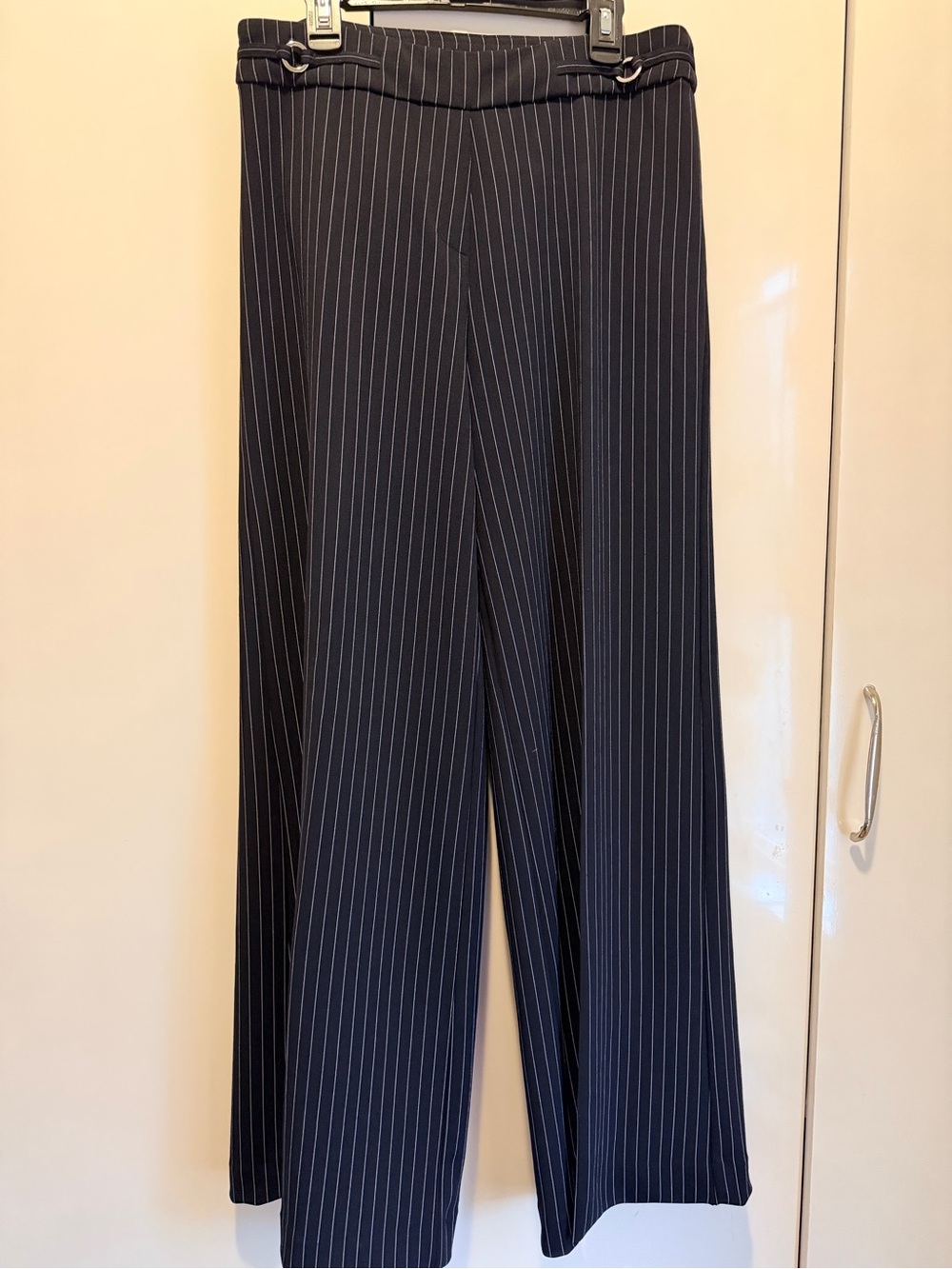Roz & Ali Navy Pinstripe Wide-Leg Pants